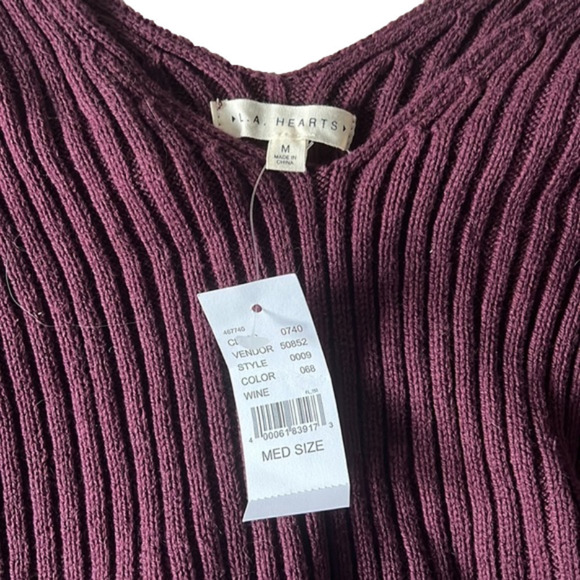NWT maroon pacsun L.A hearts size medium cropped open shoulder sweater - Picture 3 of 3